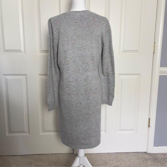 Talbots Women's Large Gray Tweed Sweater‎ Dress Long Sleeve Knee Length Winter - Picture 4 of 8